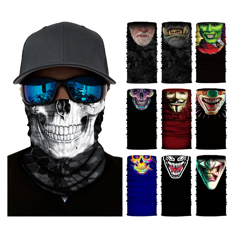 Face Scarf Mask - 3D 해골 무늬 발라클라바 심리스 오토바이