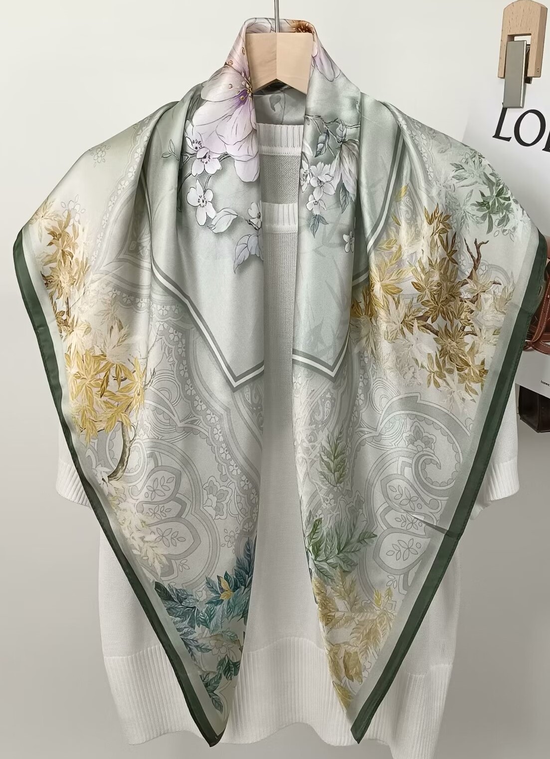 90CM 멀베리 실크 프린트 스퀘어 스카프, 여성용 패 - Scarf Silk Square 리뷰 및 가격